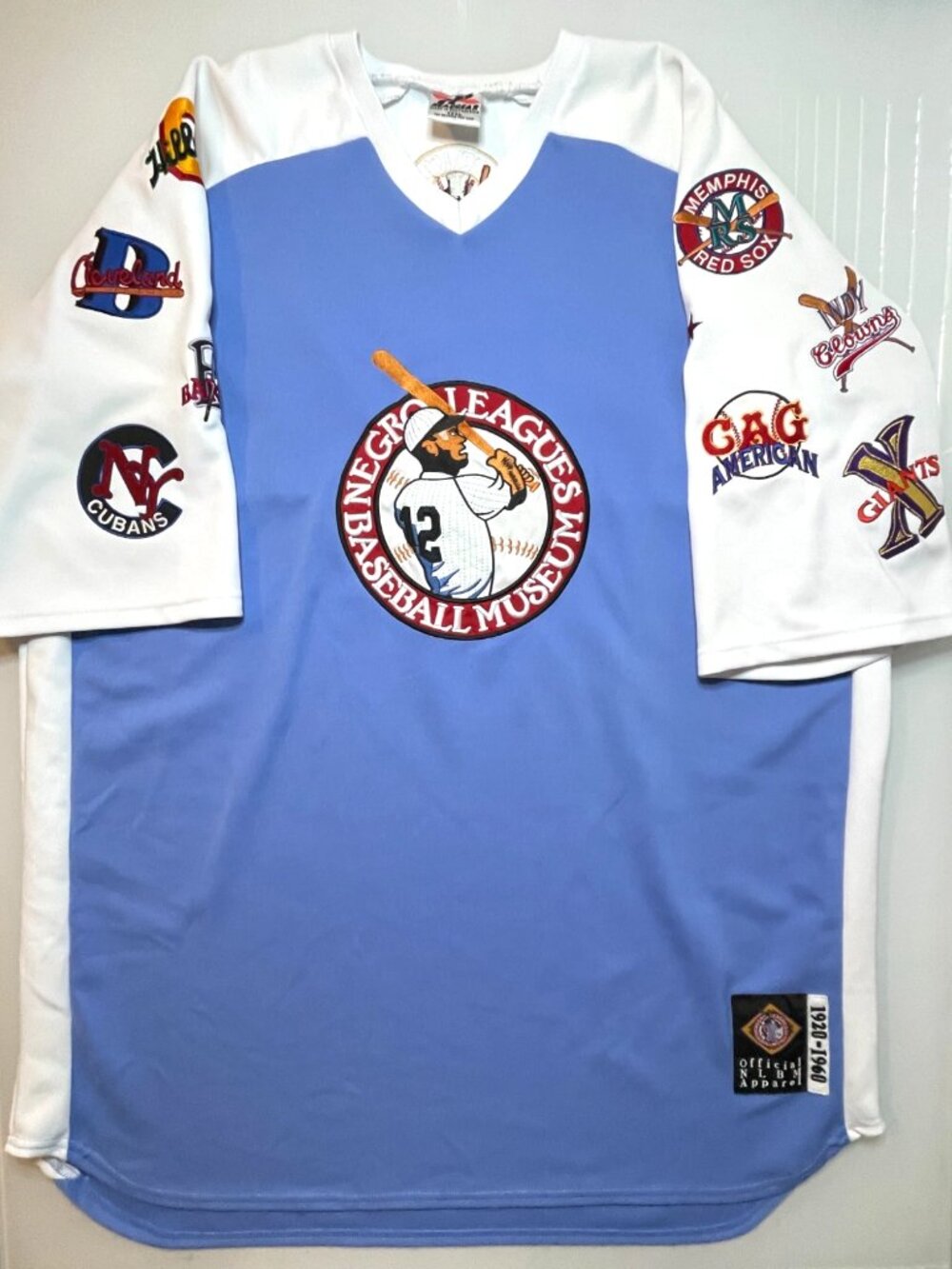 Vintage Negro League Jersey Mens 3XL XXXL Blue Baseball Museum Headgear Patches